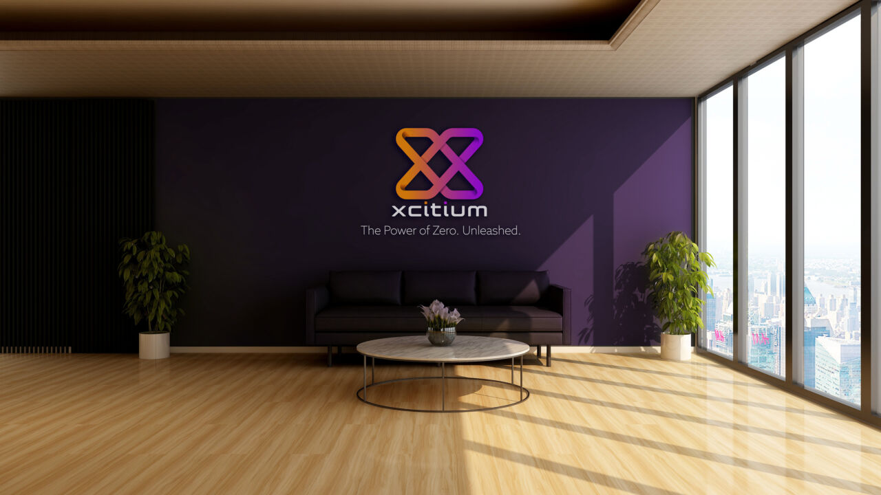 The new company rebrand shown in the lobby