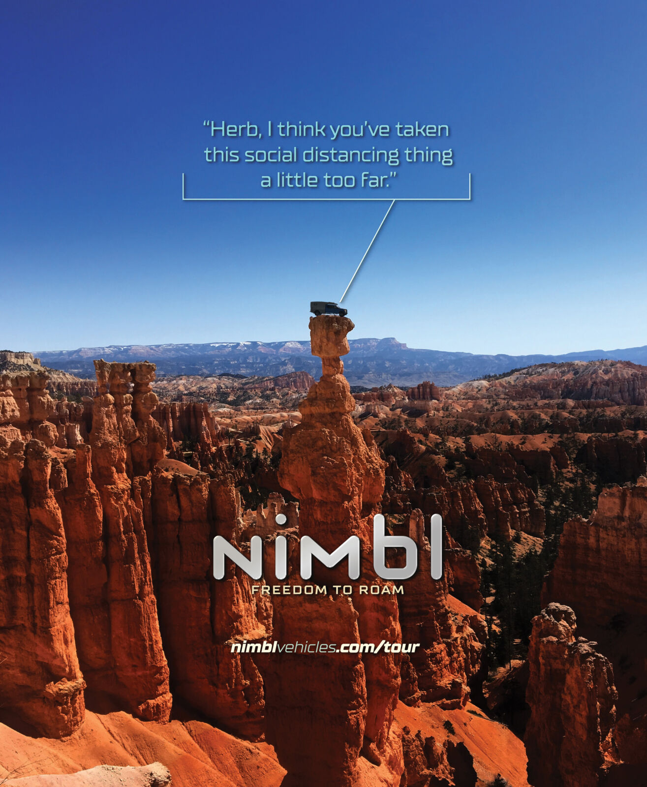 Social distancing shown as one of the best ads for Nimbl Vehicles